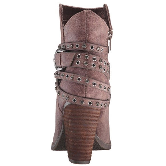 Dazzling Studded Rhinestones Distressed Ankle Boot - Picture 5 of 7
